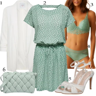 Outfit sa Zeleno/Bijela/Svjetlozelena/Tirkizna Haljina s Pojasom/Bluza Haljina/Ležerna Haljina/Nicky Haljina/Haljina na točkice/Haljina S Printom/Dimljena Haljina/Ljetna Haljina/Haljina tunika Only "Ljetni outfiti"