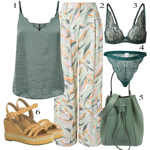 Kombinace Šedá/Světle zelená/Khaki/Béžová/Světle modrá Kalhoty s Potiskem/Palazzo Kalhoty/Kalhoty s Peřím/Culotte Kalhoty/Plážová Kalhoty Nasty Gal