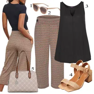 Outfit sa Smeđa/Crvena/Bež/Narandžasta Hlača s Uzorkom/Culotte Hlačice/Štofaste hlača/Hlača za Plažu/Slip-on Hlača/Tradicionalna Hlača/Hlača od Tvida/Hlače od muslina Buffalo "Ljetni outfiti"