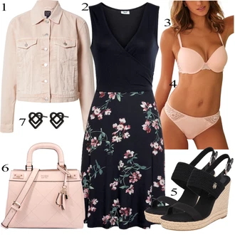 Do koljena Svatovski gost Outfit sa Tamnoplava/Crvena/Pink Haljina Veći Broj BEACH TIME "Ljetni outfiti"
