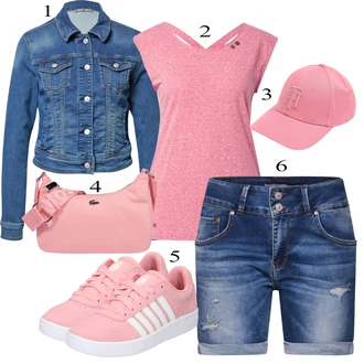 Outfit s Růžová/Béžová/Modrá Taška Přes Rameno Lacoste "Letní Outfit"