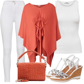 Outfit s Červená Pončo S.Oliver "Skvělé pro léto"