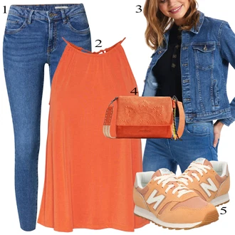 Duga/maxi Outfit sa Trapez Traperice/Kožna Jakna/Traperica Niskog Struka/Traperica Niskog Struka ESPRIT "Ljetni outfiti"