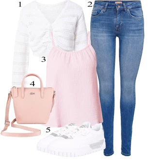 Vintage outfity Moderní s Modrá/Světle modrá Kožená bunda/Džín s Nízkým Pasem/Džíny s Rozparkem/Kožené Boty/Džíny s Nízkým Sedem/Slim Fit Džíny/Push up Džín/Navlékací džíny Only "Letní Outfit"Look: Styl, Cool, Disko, Moderní, Krásný, Old Money, Bezešvé