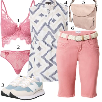 Outfit s Růžová Tanga/Průhledná kalhotka/Tanga/Spodní kalhotky/Klasické kalhotky/Brazilské Kalhotky/Průsvitná kalhotka about you x hunkemöller "Letní Outfit"