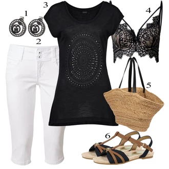 krajkou Outfit s Černá Měkká podprsenka/Podprsenka Balconette/Podprsenka s kosticemi/Trojúhelníkový Podprsenek/Vyztužený podprsenek/Podprsenka Bez Kostic/Krajková podprsenka/Zmenšující Podprsenek/Bralette HUNKEMÖLLER "Outfit na léto"