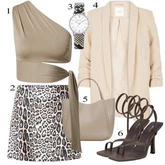 Outfity pro léto Len s Šedá/Hnědá/Béžová/Khaki Bustierový Top/Top bez ramínek/Top Na Party/Zavinovací Tričko/Krátký Top/Krátký top/HaLenek top/Top Se Špagetovými Ramínky Leger by Lena Gercke "Letní vzhled pro módní ženy"