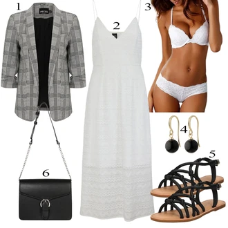 Outfit s Šedá/Krémová/Bílá Bavlněné Šaty/Šaty Na Ramínko/Maxi Šaty/Dlouhé Letní Šaty/Mušelínové šaty VERO MODA "Letní vzhled pro módní ženy"