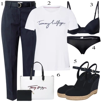 Outfit s Černá/Tmavě modrá Klasické Kalhotky/Brazilské Kalhotky/Tanga/Průhledná kalhotka/Tanga/Formující Kalhotky/Spodní Kalhotky Tommy Hilfiger Underwear "Outfit na léto"
