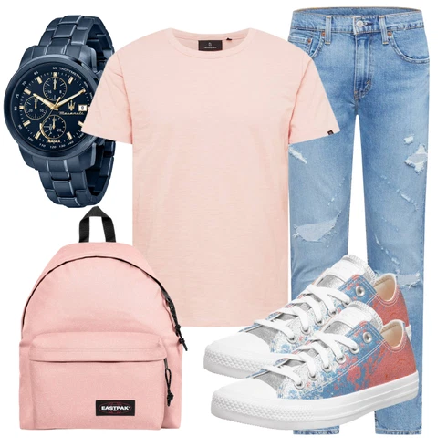 Rosa/Beige/Blau Rucksack Eastpak kombinieren