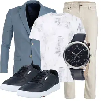 Outfit mit Blau/Türkis Anzug "Perfekt fürs Büro"