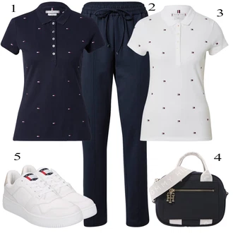 Outfit s Vícebarevný/Černá Polo Tričko Tommy Hilfiger, Šedá Polo Tričko Tommy Hilfiger "Outfit na léto"