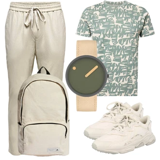 Outfit mit Grau Sportrucksack Adidas Performance "Praktischer Look"