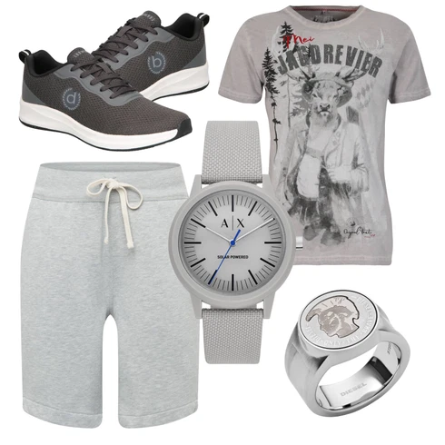 Boyfriend Hellgrau/Grau Hemd SweatShorts/Musselin Shorts/Bermuda Polo Ralph Lauren kombinierenLook: Boyfriend, Coole, Skater, Sportlich, Unisex