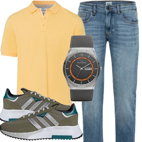 Weiß/Orange Poloshirt Brax kombinieren