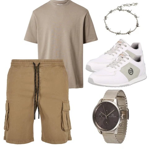 Grau/Khaki/Beige/Braun Übergroßes T-Shirt/Kurzarm T-Shirt/Funktions T-Shirt/Rollkragenshirt/Ausgefallenes T-shirt/Shirt trapp kombinieren