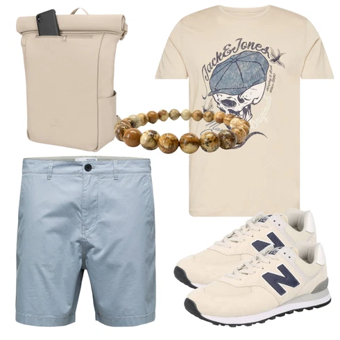 Rosa/Beige/Blau/Grau Casual T-Shirt Jack & Jones kombinieren