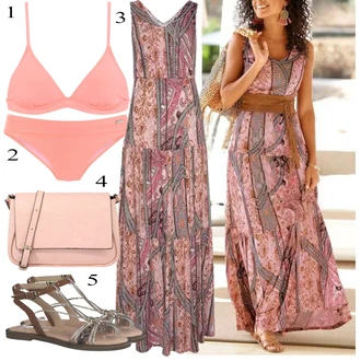 Kombinacije za ljeto Svatovski gost sa Smeđa/Ljubičasta/Šareno/Pink Haljina Veći Broj Buffalo "Ljetni outfiti"