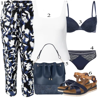 Outfit sa Plava/Tamnoplava Bralette Grudnjak/Push-Up Grudnjak/Podstavljeni grudnjak/Prozirni grudnjak i poprsje/Grudnjak sa žicom/Trokutasti Grudnjak/Mekani grudnjak/Grudnjak prsnog kroja/Balkonet Grudnjak/Kožne jakne za muškarce/Grudnjak sa žicom S.Oliver "Ljetni outfiti"