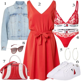 krajkou Outfit s Červená/Růžová Bralette/Zmenšující Podprsenek/Trojúhelníkový Podprsenek/Odlehčovací podprsenka Tommy Hilfiger Underwear "Letní Outfit"