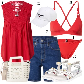 Outfity na festival s Modrá Zvonové Džíny levi's "Letní volnočasový outfit"