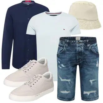 Outfit mit Beige/Creme/Khaki Hut Kappe/Kopfbedeckung weekday "Schöner Sommer Look"
