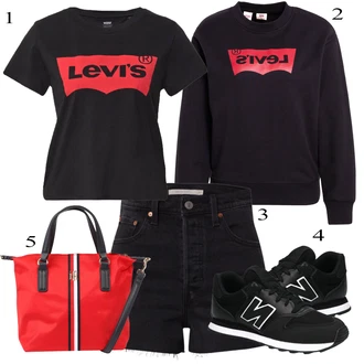 Ljeto Outfit sa Crna Majica Traper Kratke Hlače/Kratke Hlače visokog struka/Kratka Hlača levi's ® "Ljetni outfiti"