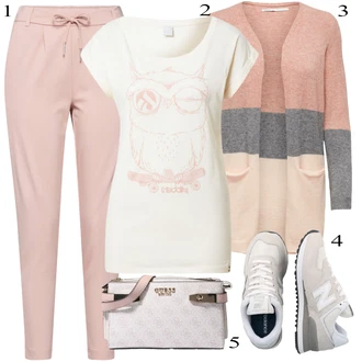 Outfit s Růžová Jogger Kalhoty/Mrkvová Kalhoty/Ležérní Kalhoty/Navlékací Kalhoty/Žerzejová Kalhoty/Teplák/Mušelínové Kalhoty/Sportovní Kalhoty střední délky Only "Módní letní vzhled"