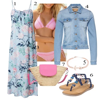 Outfit s Růžová Bikiny - Spodní Díl/Balconette-bikini/Bikiny tanga/Bikiny hotpant/Provázkové bikini/Spodní díl bikin Buffalo "Letní Outfit"