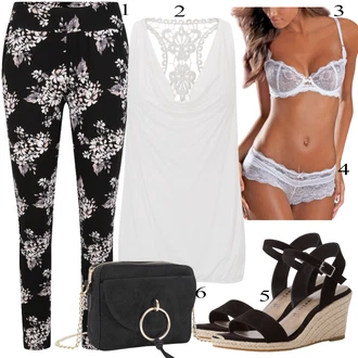 Outfity pro zábavu s Černá/Bílá/Růžová/Červená Látková Kalhoty/Kalhoty s Potiskem/Skinny Kalhoty/Úzká Kalhoty Lascana "Letní Outfit"