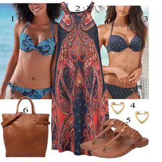 za srednje godine Outfit sa Plava/Crvena Briddle Haljina/francuska haljina/Barock Haljina/Haljina S Printom Lascana "Ljetni outfiti"Look: Western, Hippie, Boho, Etno, za srednje godine, Traditional, Ekstravagantno