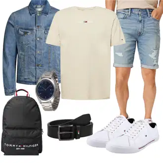 Sommer Outfits Hochzeit mit Blau/Silber/Dunkelblau/Grau Armbanduhr/Uhrwerkzeug/Smartwatch/Kettenuhr Tommy Hilfiger "Sommer Look für den Alltag"Look: Strandtag, Pop Konzert, Standesamt, Schule, Hochzeit, Silvester