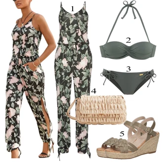 Outfit s Zelená/Tmavě Zelená Letní Overall/Slavnostní Overall/Svatební kombinéza/Elegantní Overal Buffalo "Letní Outfit"