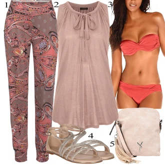 Outfit s Růžová/Červená S Kosticemi/Bikin/Vintage Bikiny/Balconette-bikini/Push-up bikini/Bikiny s průstřihem Lascana "Letní Outfit"