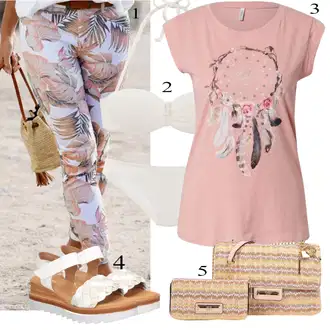 Outfit s Bílá/Béžová/Khaki Balconette/Women's Lingerie & Swimwear/S Kosticemi/Balconette-bikini/Bandeau Bikin/Push-up bikini Buffalo "Letní Outfit"