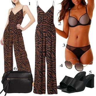 Outfit sa Crvena/Narandžasta Ljetni kombinezon/Elegantni kombinezon/Svečani kombinezon/Plisirani kombinezon/Kombinezon širokih nogavica About You "Ljetni outfiti"