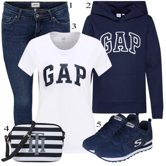 Outfit s Modrá/Tmavě modrá/Světle modrá Teniska teddy/Letní tenisky/Teniska se zapínáním na suchý zip/Úzká teniska/Nízká Teniska/Vintage teniska Skechers "Letní Outfit"