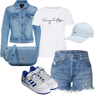 se suchým zipem Outfit s Modrá/Světle modrá/Bílá Vintage teniska/Skate Bota/Nízká Teniska/Úzká teniska/Letní tenisky Adidas Originals "Letní styl pro módní ženy"