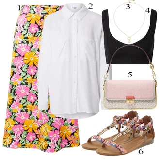 Outfity pro léto Len s Šedá/Bílá/Krémová Tunikové Tričko/Oversize HaLenka/HaLenka se Stojatým Límcem/Dlouhá HaLenka/Slip-on HaLenka/Oversize Muselínová Blůza Leger by Lena Gercke "Outfit na léto"