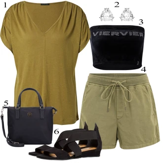 Outfit s Černá/Modrá/Fialová/Červená/Hnědá/Oranžová Bustierový Top/Krátký Top/Sportovní top VIERVIER "Letní Outfit"