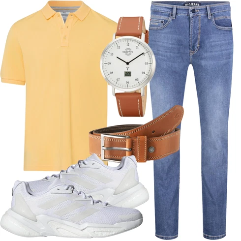 Weiß/Orange Poloshirt Brax kombinieren