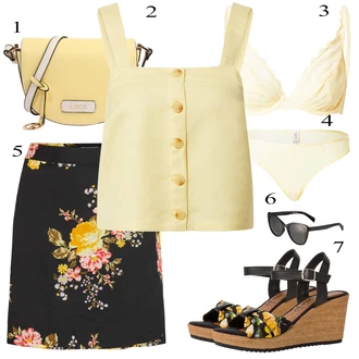 Outfit sa Bež/Žuta/Bijela/Krem Čipkasti grundjac/Mekani grudnjak/Trokutasti Grudnjak/Grudnjak Bez Žice/Bralette Grudnjak/Push-Up Grudnjak/Grudnjak sa žicom/Prozirni grudnjak i poprsje/Grudnjak sa žicom/Balkonet Grudnjak/Kožne jakne za muškarce ESPRIT "Ljetni outfiti"
