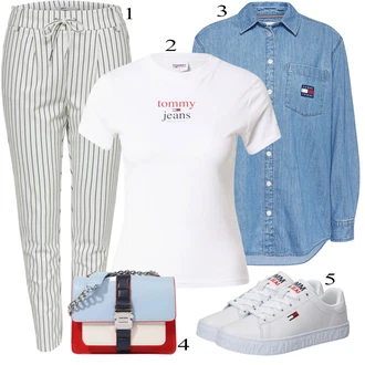 Outfit s Šedá Bota Teniska Tommy Jeans "Perfektní na léto"