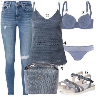 Outfit sa Siva/Svjetloplava/Ljubičaste boje/Plava Gaćice bez prepona/Klasične gaćice/Brazilski Slip/Gaćica & tanga/Futrola za Suknju Lascana "Ljetni outfiti"