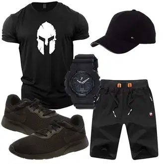 Outfit mit Blau/Schwarz Hemd GYMTIER "Sport Outfit"