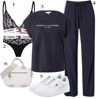 Outfit sa Siva/Bijela Obuća Tenisica Tommy Jeans "Ljetni outfiti"