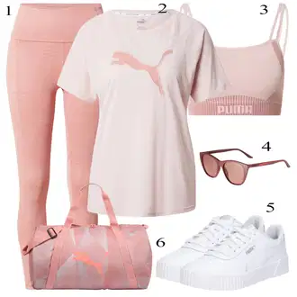Outfit sa Pink Hlače Pletena Tajica/Oblikovana Tajica/Sportska Tajica/Tajice s Prorezom/Tajice visokog Struka/Biciklistička Hlača/Tajice za Jogu/Treggings/Push-up Hlača Puma "Sport Outfits"