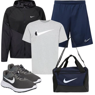 Sport Outfits Kurvige mit Grau/Silber Bluse Große Größe/Shirt & Top Große Größe/T-Shirt Training/Kurzarm T-Shirt/Sport-Top Nike Sportswear "Sportliche Bekleidung"