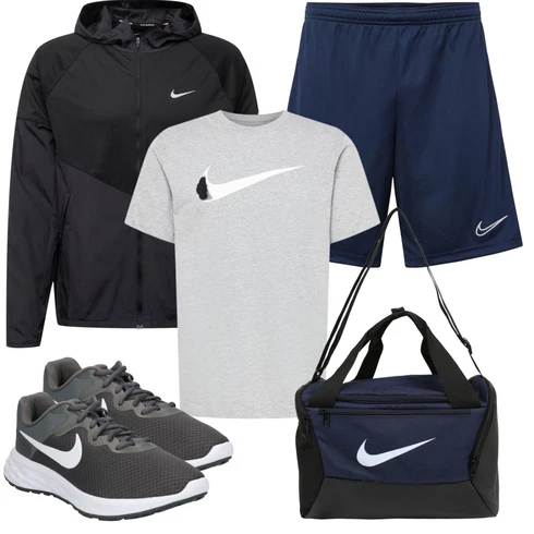Grau/Silber Bluse Große Größe/Shirt & Top Große Größe/T-Shirt Training/Kurzarm T-Shirt/Sport-Top Nike Sportswear kombinieren mit Dunkelgrau/Hellgrau/Grau Sportschuh Laufschuh/Joggingschuh/Gymnastikschuh/Fitnessschuh/Fitnessschuh Nike