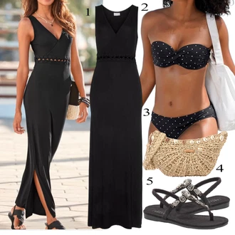 Old Money Outfit sa Crna Haljina Veći Broj Lascana "Ljetni outfiti"Look: Old Money, Poslovni, Preodjeven, Burleska, Elegantan
